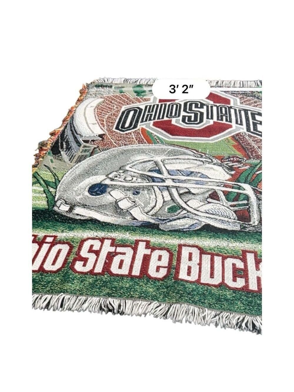 Vintage Ohio The Buckeye State Throw Blanket/Tapestry 61” X 44”